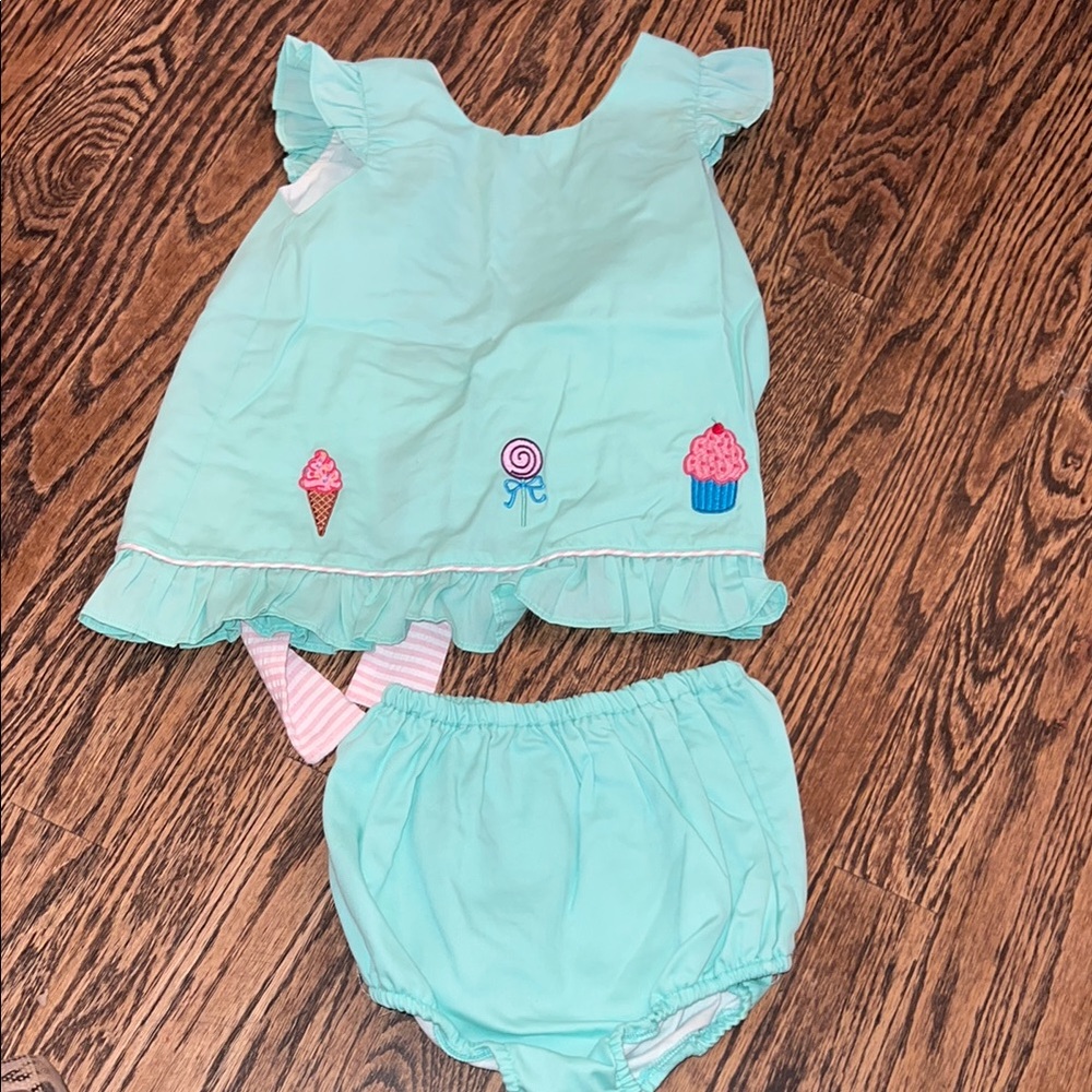 Smocking Birds 3T Diaper set with Sweet Treats Embroidery